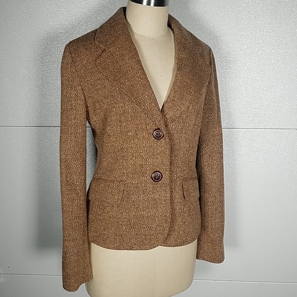 LOFT Jackets & Blazers - New Ann Taylor Loft Brown Tweed Wool Blazer 6